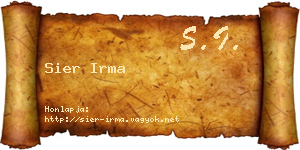 Sier Irma névjegykártya