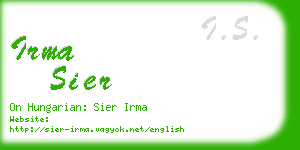 irma sier business card